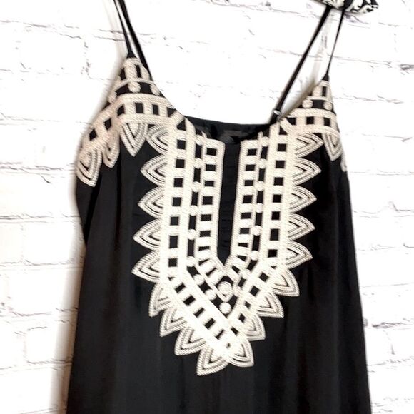 THML Chiffon‎ V-Neck Embroidered Maxi Dress Black S - Picture 5 of 13